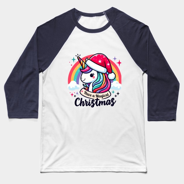 Cute Unicorn Christmas T-shirt Baseball T-Shirt by Abystoic